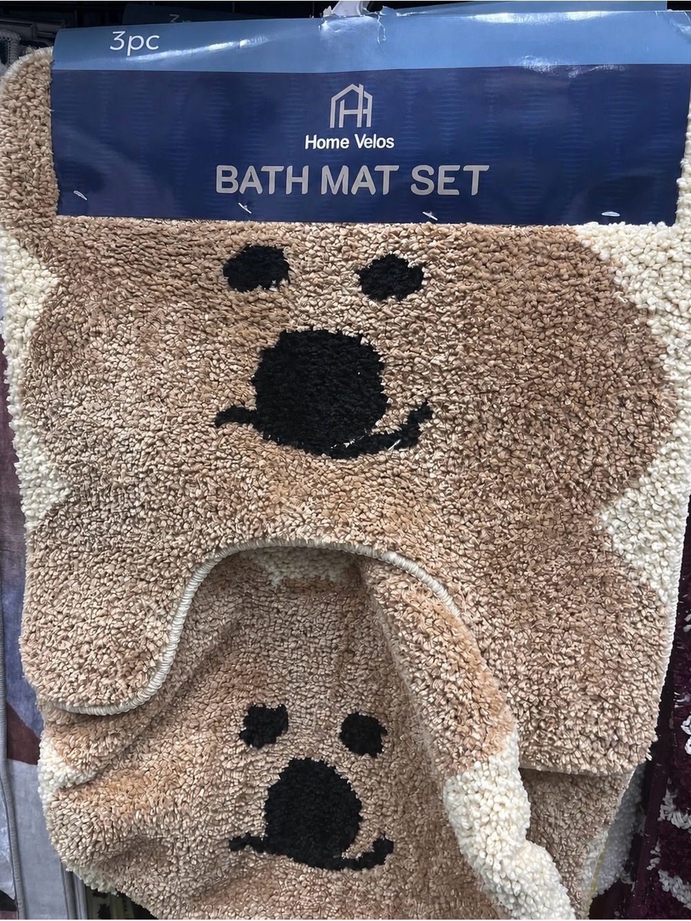 Tan Bear Bath Mat Set - 3pc